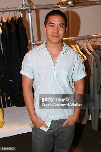 Designer Thakoon Panichgul poses at the Band of Outsiders Presentation Spring 2009 fashion show during Mercedes-Benz Fashion Week at Milk Studios on...