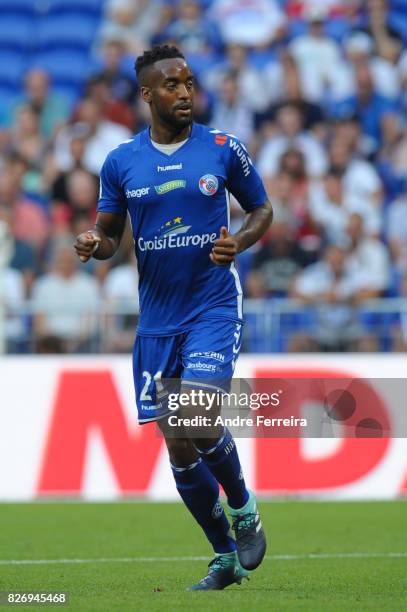 Yoann Salmier of Strasbourg during the Ligue 1 match between Olympique Lyonnais and Strasbourg at Parc Olympique on August 5, 2017 in Lyon.