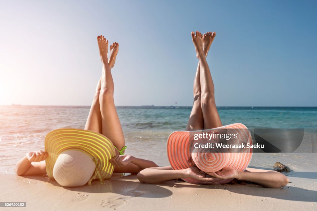 Young fashion woman relax on the beach.