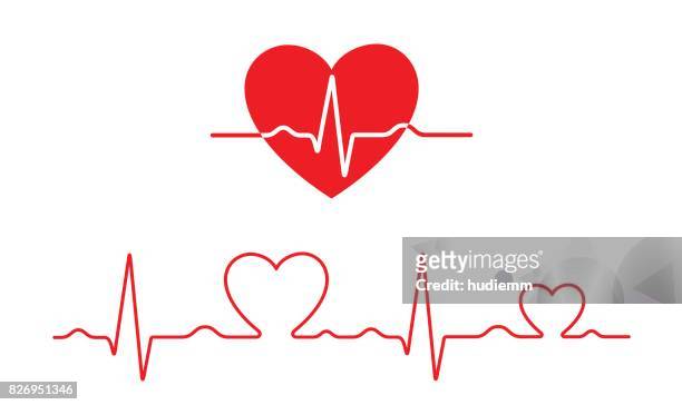 vector electrocardiogram and heart pattern (health concept) - cardiology stock illustrations