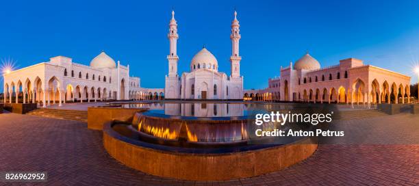 panorama of white mosque, bolgar, tatarstan, russia - white mosque bolgar fotografías e imágenes de stock