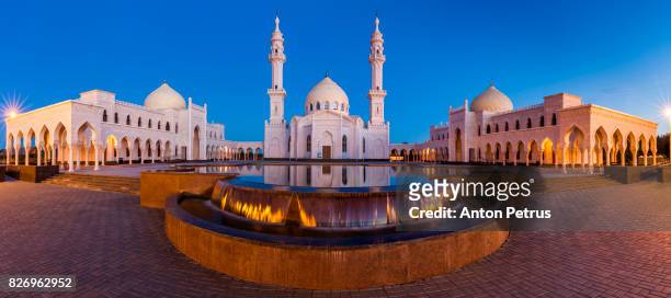 panorama of white mosque, bolgar, tatarstan, russia - white mosque bolgar stock pictures, royalty-free photos & images