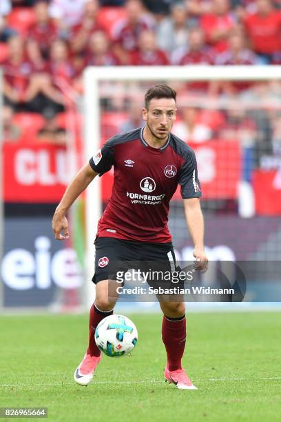 Kevin Moehwald of 1. FC Nuernberg plays the ball during the Second Bundesliga match between SSV Jahn Regensburg and 1. FC Nuernberg at Continental...