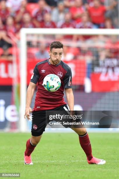 Kevin Moehwald of 1. FC Nuernberg plays the ball during the Second Bundesliga match between SSV Jahn Regensburg and 1. FC Nuernberg at Continental...