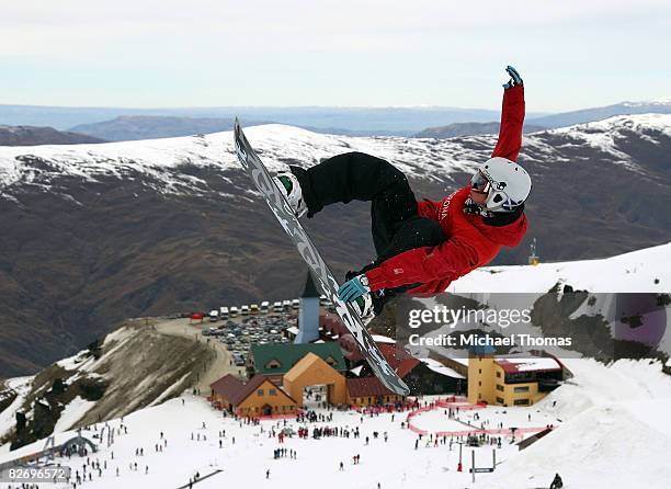 Ben Kilner of Great Britain competes in the Mens Half Pipe final during the FIS Snowboard World Cup Half Pipe at Cardrona Alpine Resort, Cardrona...