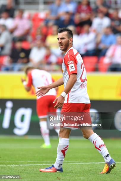 Sargis Adamyan of SSV Jahn Regensburg gestures during the Second Bundesliga match between SSV Jahn Regensburg and 1. FC Nuernberg at Continental...