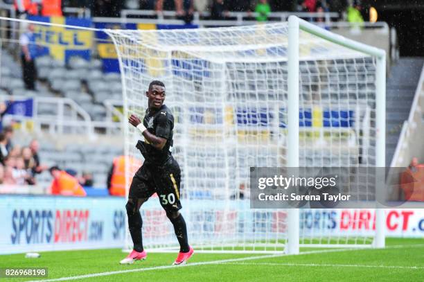 Christian Atsu of Newcastle United celebrates after scoring the second goal during the Pre Season Friendly match between Newcastle United and Hellas...