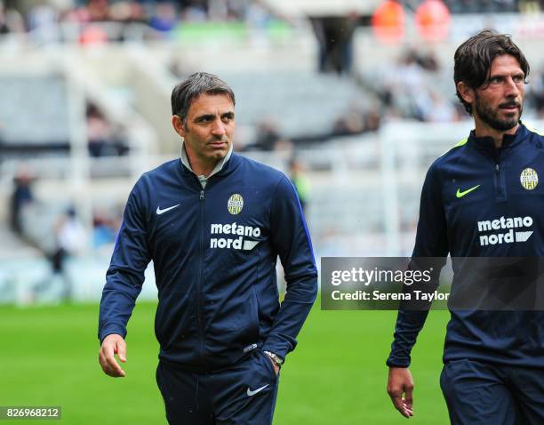 Head Coach Fabio Pecchia during the Pre Season Friendly match between Newcastle United and Hellas Verona at St.James' Park on August 6 in Newcastle...