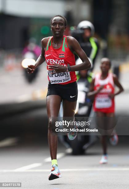Edna Ngeringwony Kiplagat of Kenya competes in the Women's Marathon during day three of the 16th IAAF World Athletics Championships London 2017 at...