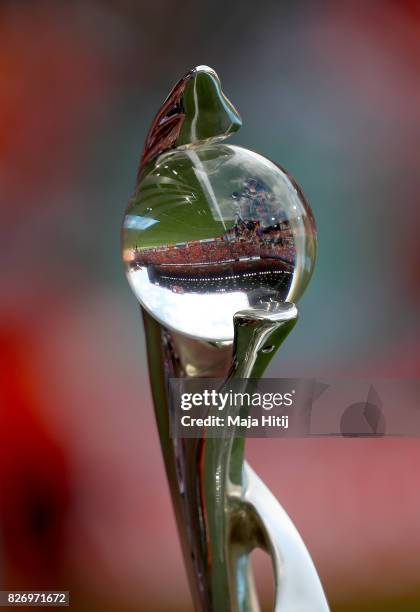 Detailed view of the trophy during the Final of the UEFA Women's Euro 2017 between Netherlands v Denmark at FC Twente Stadium on August 6, 2017 in...