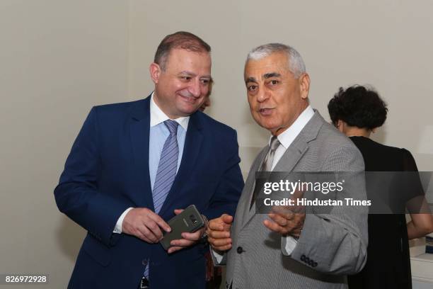 Archil Dzuliashvili and Ibrahim A Hajiyev during the Serbian culture and craft with a showcase titled Textiles and Decoration in the Culture of the...