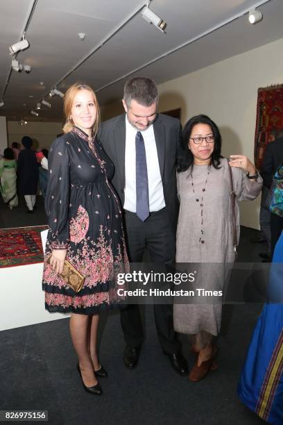 Jovana and Serbian ambassador, Vladimir Maric during the Serbian culture and craft with a showcase titled Textiles and Decoration in the Culture of...