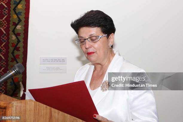 Mirjana Menkovic during the Serbian culture and craft with a showcase titled Textiles and Decoration in the Culture of the Serbs in the 19th and the...