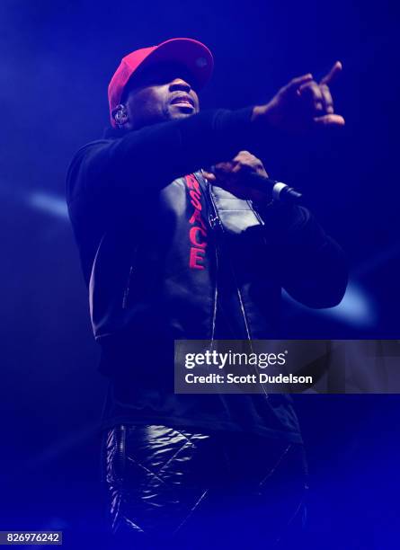 Rapper 50 Cent performs onstage during the Summertime in the LBC festival on August 5, 2017 in Long Beach, California.