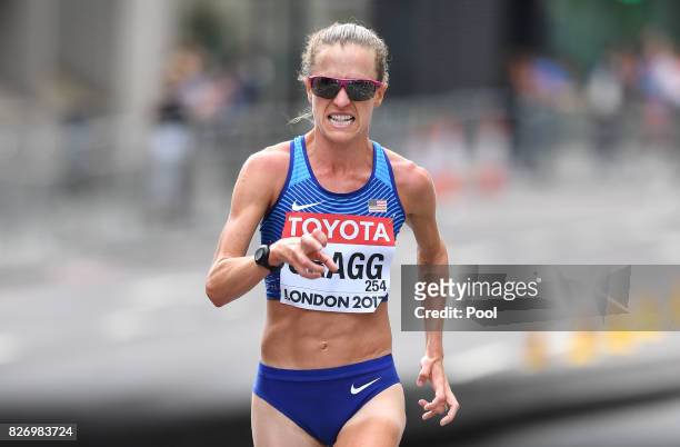 Athlete Amy Cragg competes in the Women's Marathon during day three of the 16th IAAF World Athletics Championships London 2017 at The London Stadium...