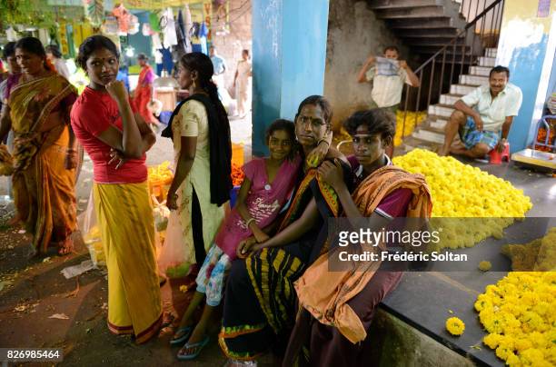 Young eunuchs in flowers market in Chennai, Tamil Nadu on January 20, 2017 in Chennai , India.