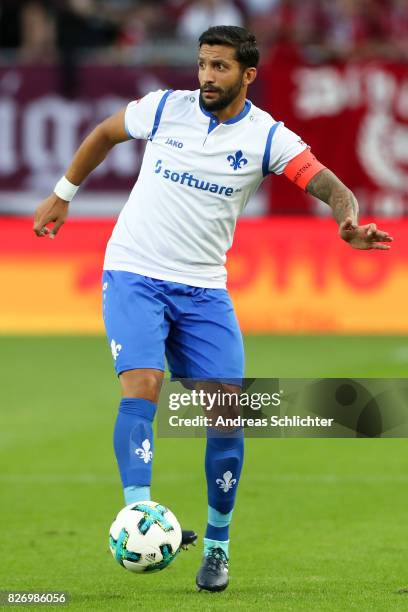 Aytac Sulu of Darmstadt during the Second Bundesliga match between 1. FC Kaiserslautern and SV Darmstadt 98 at Fritz-Walter-Stadion on August 4, 2017...