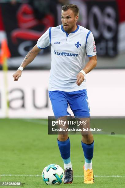 Kevin Grosskreutz of Darmstadt during the Second Bundesliga match between 1. FC Kaiserslautern and SV Darmstadt 98 at Fritz-Walter-Stadion on August...