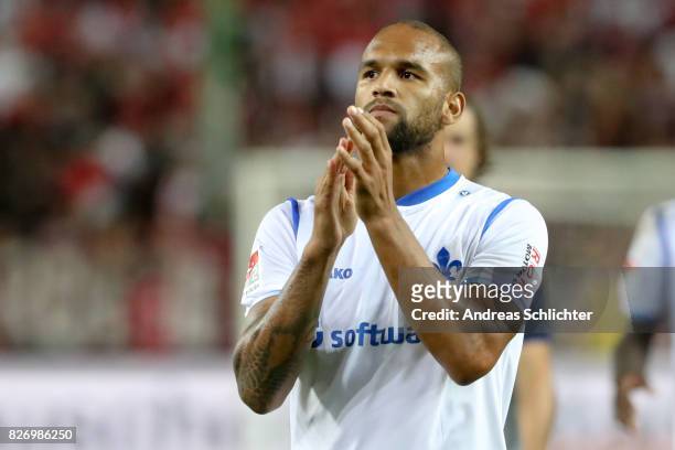 Terrence Boyd of Darmstadt during the Second Bundesliga match between 1. FC Kaiserslautern and SV Darmstadt 98 at Fritz-Walter-Stadion on August 4,...