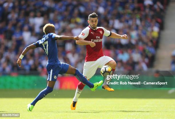 Arsenal's Sead Kolasinac, and Chelsea's Charly Musonda JR during the FA Community Shield match between Arsenal and Chelsea at Wembley Stadium on...