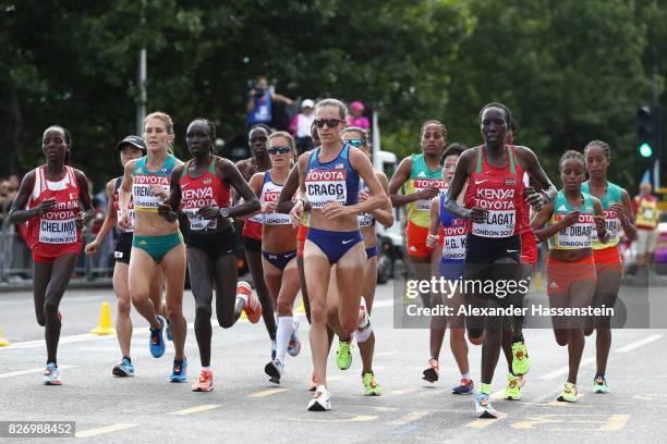 Rose Chelimo of Bahrain, Jessica Trengove of Australia, Flomena Cheyech Daniel of Kenya, Amy Cragg of the United States and Edna Ngeringwony Kiplagat...