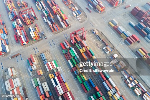 Stackyard Area Aerial View Of Container Stack Yards High-Res Stock Photo - Getty Images
