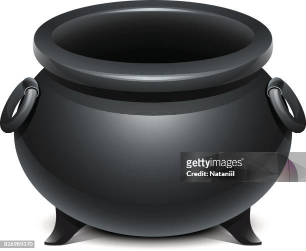 little black fairy pot - cauldron stock illustrations