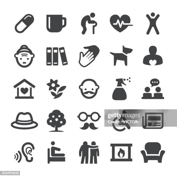 stockillustraties, clipart, cartoons en iconen met senioren icons - slimme serie - disabled access