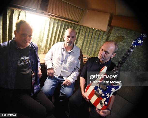 S veterans Richard Lloyd , Peter Holsapple and Wayne Kramer meet backstage during the Artist2Artist Benefit For Homeless Veterans at The Office on...