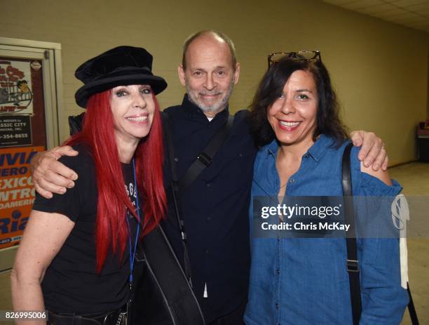 Actress Lisa Mende, Wayne Kramer, and Margaret Kramer prior to Wayne's performance at the Artist2Artist Benefit For Homeless Veterans at The Office...