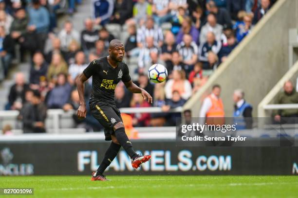 Chancel Mbemba of Newcastle United controls the ball during the Pre Season Friendly match between Newcastle United and Hellas Verona at St.James'...