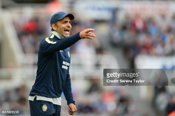 Head Coach Fabio Pecchia during the Pre Season Friendly match between Newcastle United and Hellas Verona at St.James' Park on August 6 in Newcastle...