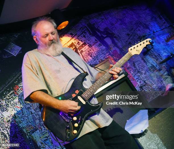 Michael Gibson of The Dashboard Saviors perform during the Artist2Artist Benefit For Homeless Veterans at The Office on August 5, 2017 in Athens,...