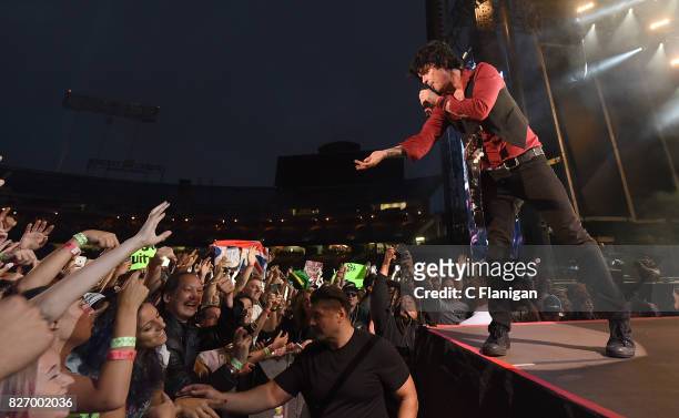 Billie Joe Armstrong of Green Day performs during the 2017 'Radio Revolution' Tour at Oakland-Alameda County Coliseum on August 5, 2017 in Oakland,...