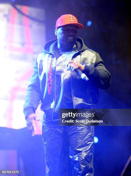 Rapper 50 Cent performs onstage during the Summertime in the LBC festival on August 5, 2017 in Long Beach, California.