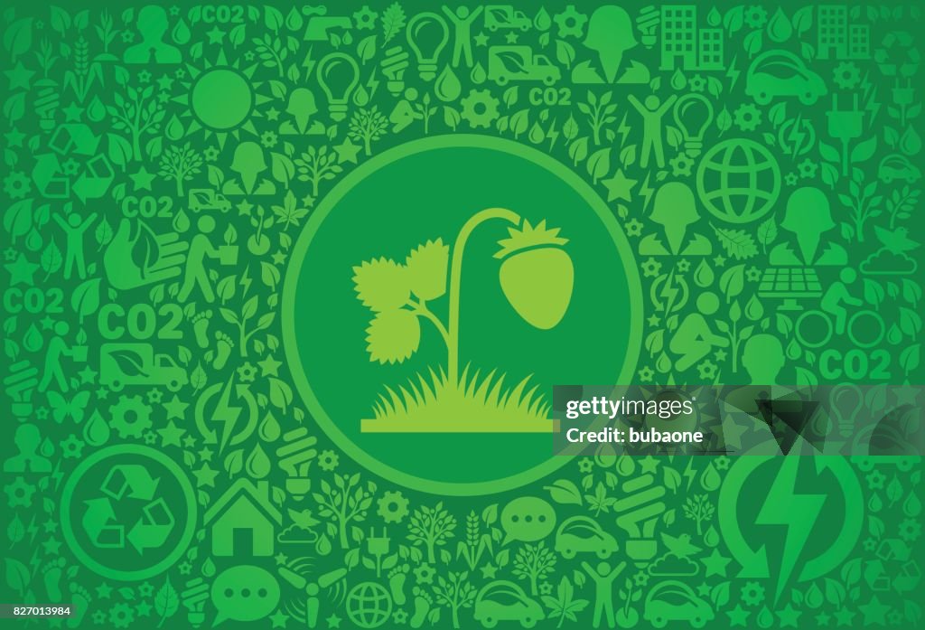 Strawberries Environment Green Vector Icon Pattern