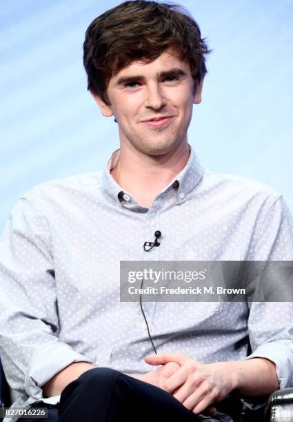 Freddie Highmore of "The Good Doctor" speaks onstage during the Disney/ABC Television Group portion of the 2017 Summer Television Critics Association...