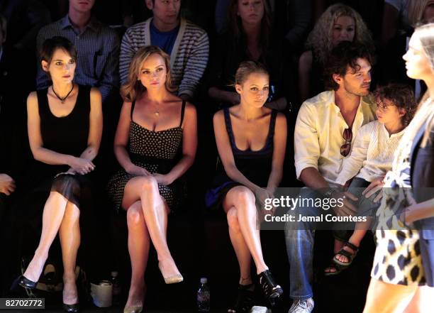 Actors Winona Ryder, Christina Ricci and Nicole Ritchie attend the "DKNY Celebrates 20 Years" Runway Show at The Tent, Bryant Park on September 7,...