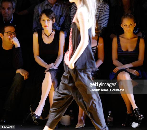David Washinsky with actress Winona Ryder, actress Christina Ricci and Nicole Ritchie attend the "DKNY Celebrates 20 Years" Runway Show at The Tent,...
