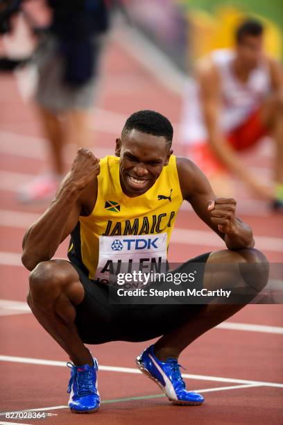 London , United Kingdom - 6 August 2017; Nathon Allen of Jamaica reacts following his semi-final of the Men's 400m event during day three of the 16th...