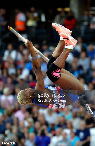 Yarisley Silva of Cuba competes in the Women's Pole Vault final during day three of the 16th IAAF World Athletics Championships London 2017 at The...