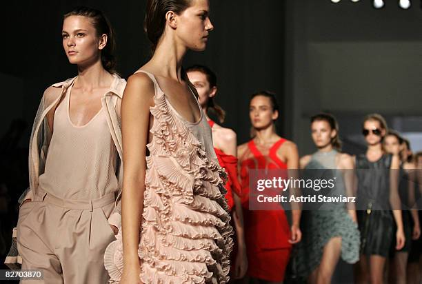 Model walks the runway at the Preen Spring 2009 fashion show during Mercedes-Benz Fashion Week at ESPACE on September 7, 2008 in New York City.