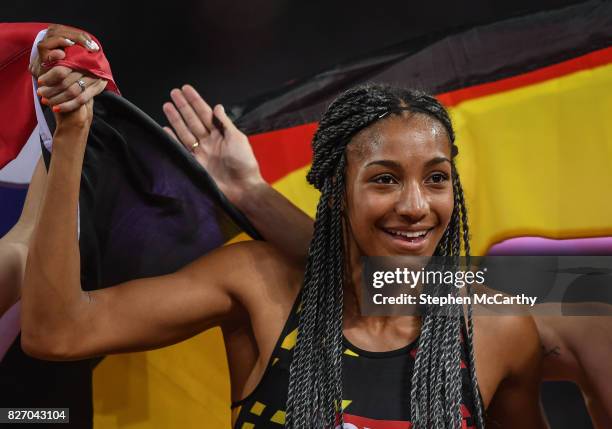 London , United Kingdom - 6 August 2017; Nafissatou Thiam of Belgum after winning the Women's Heptathlon event during day three of the 16th IAAF...