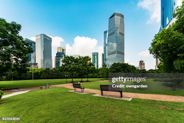 the central park in the lujiazui cbd - lujiazui stock pictures, royalty-free photos & images
