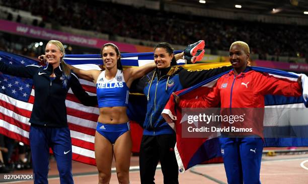 Ekaterini Stefanidi of Greece, gold, Sandi Morris of the United States, silver, Robeilys Peinado of Venezuela, bronze, and Yarisley Silva of Cuba...