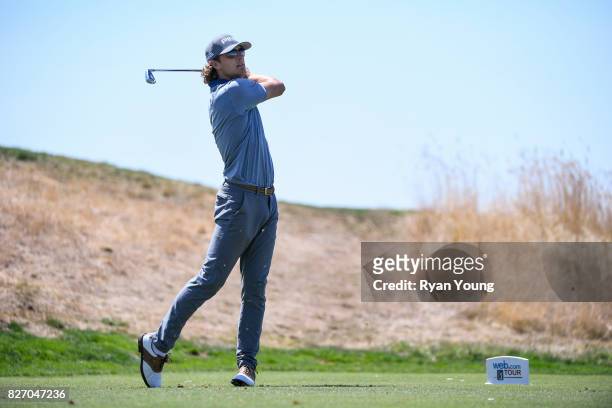 William Kropp plays his shot from the second tee during the final round of the Web.com Tour Ellie Mae Classic at TPC Stonebrae on August 6, 2017 in...