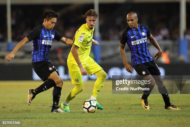 Yuto Nagatomo of FC Internazionale in action during the Pre-Season 2017/2018 International Friendly - FC Internazionale v Villareal CF, at Riviera...