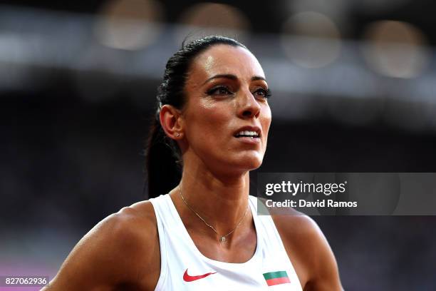 Ivet Lalova-Collio of Bulgaria looks on in the womens 100m semi-finals during day three of the 16th IAAF World Athletics Championships London 2017 at...