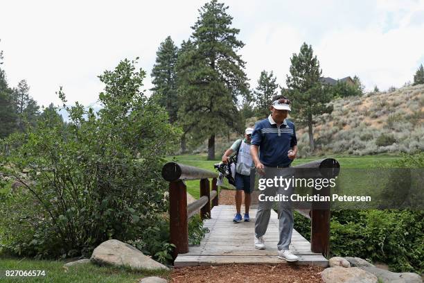 Charlie Wi walks from the 17th green during the final round of the Barracuda Championship at Montreux Country Club on August 6, 2017 in Reno, Nevada.