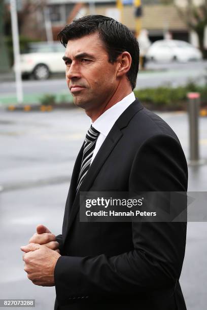 Former New Zealand cricketer Stephen Fleming attends the funeral service for Sir John Graham on August 7, 2017 in Auckland, New Zealand. The former...